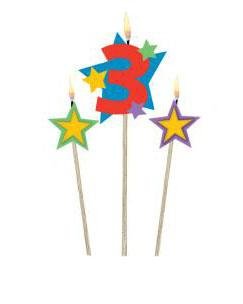 0013051420277 - AMSCAN NUMBER 3 CANDLE WITH STARS PARTY ACCESSORY