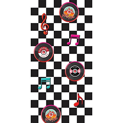 0013051425623 - AMSCAN NIFTY 50'S THEME PARTY CHECKERED SCENE SETTER ROOM ROLL DECORATION (1 PIECE), MULTI COLOR, 26.7 X 6.2