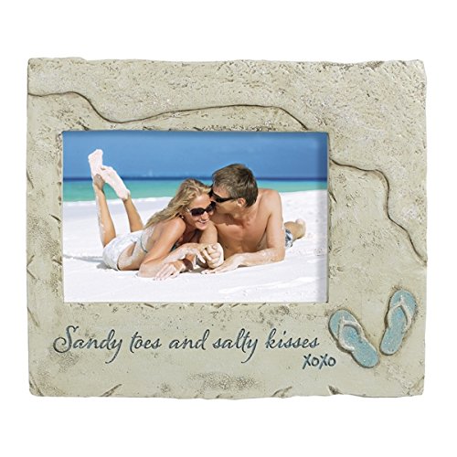 0013051431525 - CERAMIC SANDY TOES AND SALTY KISSES 4 X 6 BEACH THEMED PHOTO FRAME