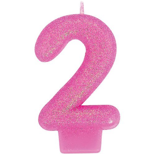 0013051454142 - 2 GLITTER NUMERAL CANDLE