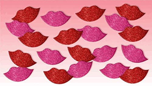 0013051465520 - AMSCAN GLITTER LIPS STICKERS VALENTINE'S DAY PARTY S OR DECORATION (60 PACK), RED/PINK, 3/4 X 3/4 X 1MM