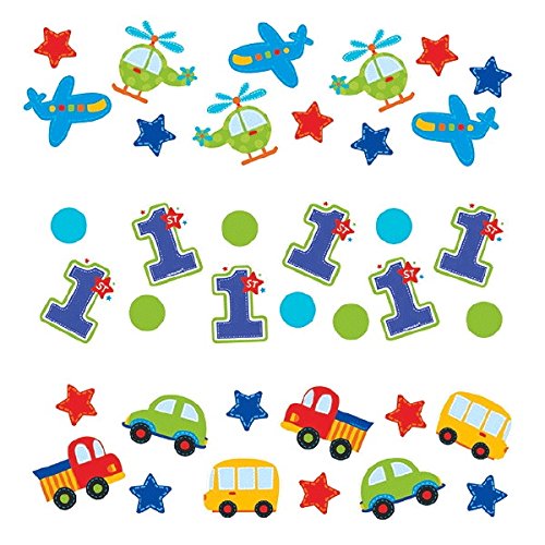 0013051497262 - AMSCAN ALL ABOARD BOY 1ST BIRTHDAY VALUE PARTY CONFETTI, 1.2 OZ, BLUE/RED/GREEN/YELLOW