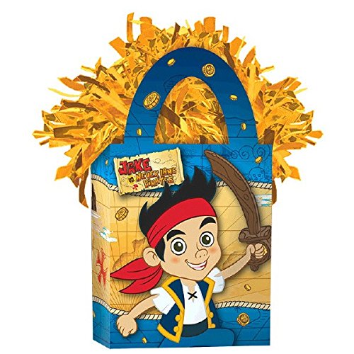 0013051526856 - AMSCAN DISNEY JAKE AND THE NEVERLAND PIRATES MINI TOTE PARTY BALLOON WEIGHT, 5.7 OZ, BLUE/GOLD