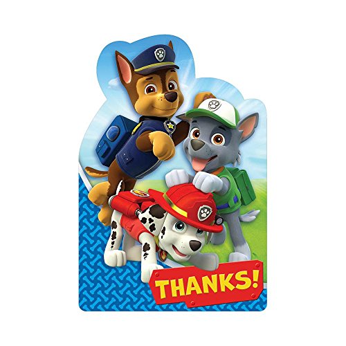 0013051537807 - AMSCAN AMAZING PAW PATROL BIRTHDAY POSTCARD THANK YOU PARTY SUPPLIES (8 PIECE), BLUE/RED, 6 1/4 X 4 1/4