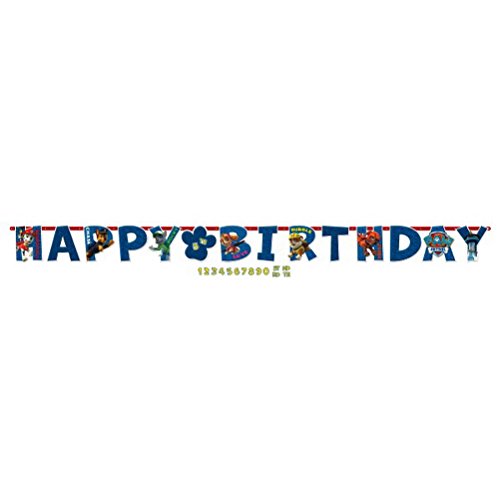0013051537852 - AMSCAN AMAZING PAW PATROL BIRTHDAY PARTY JUMBO ADD-AN-AGE LETTER BANNER (1 PIECE), BLUE, 10 1/2' X 10