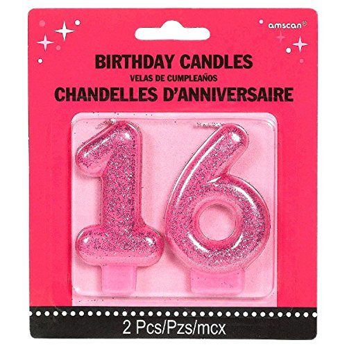 0013051539054 - AMSCAN CHIC SWEET SIXTEEN CELEBRATION MOLDED GLITTER NUMBER 16 TOY (2 PIECE), MAGENTA, 3