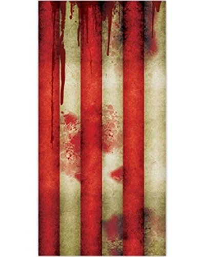 0013051568818 - AMSCAN CREEPY CARNIVAL STRIPE HALLOWEEN TRICK OR TREAT PARTY SCENE SETTERS ROOM ROLL DECORATION, RED/WHITE, 40'