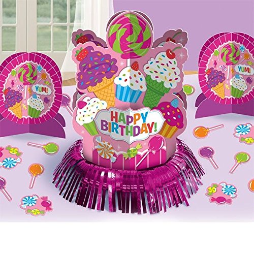 0013051583187 - AMSCAN GIRLS SWEET CANDY SHOP BIRTHDAY PARTY ASSORTED TABLE DECORATING KIT (4 PIECE), PINK/PURPLE, ONE SIZE