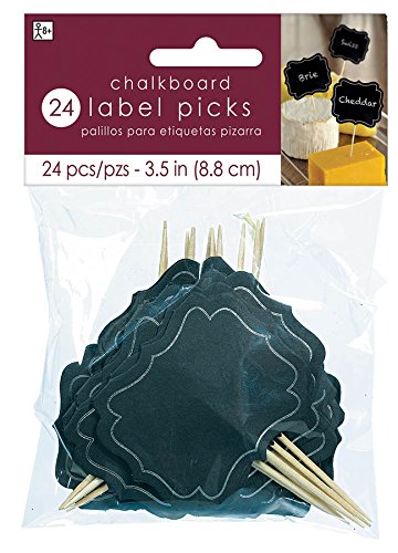0013051584290 - AMSCAN CLASSIC CHALKBOARD LABEL PICKS PERFECT FOR PARTIES, PICNICS OR EVERYDAY USE (24 PACK), 2-1/2' X 3-1/2, BLACK/SILVER