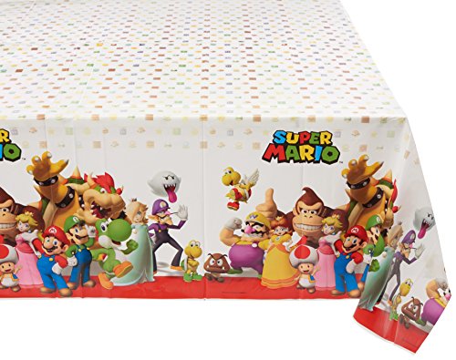 0013051595517 - AMSCAN SWANK SUPER MARIO BROTHERS BIRTHDAY PARTY PLASTIC TABLE COVER TABLEWARE DECORATION (1 PIECE), 54 X 96, MULTICOLOR
