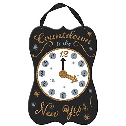 0013051597887 - AMSCAN GRAND NEW YEAR PARTY COUNTDOWN - CLOCK HANGING SIGN (PACK OF 1), MULTICOLOR, 11 X 15/MEDIUM