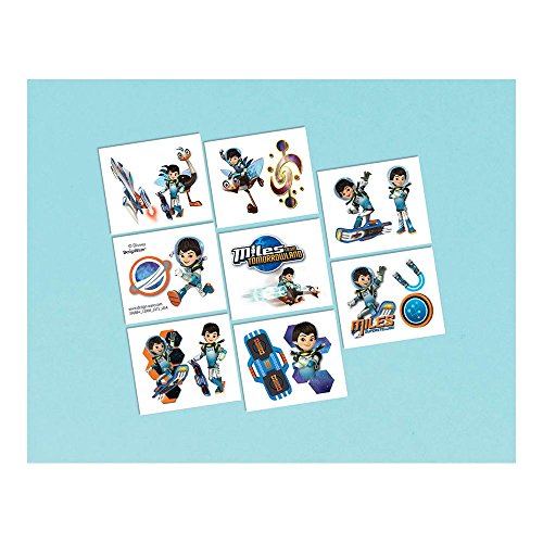 0013051606817 - AMSCAN STELLAR MILES FROM TOMORROW LAND TEMPORARY TATTOO BIRTHDAY PARTY FAVORS (16 PACK), 4.30 X 9.20, PASTEL GRAY/BLUE