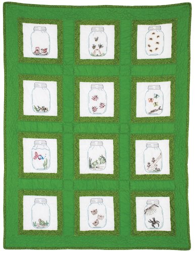 0013155525373 - JACK DEMPSEY NEEDLE ART 737537 CREATURES THEME QUILT BLOCKS, 12 QUILT BLOCKS, 9-INCH-BY-9-INCH, WHITE