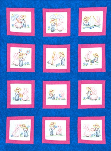 0013155525397 - JACK DEMPSEY NEEDLE ART 737539 SUE AND SAM THEME 12-QUILT BLOCK, 9-INCH BY 9-INCH, WHITE