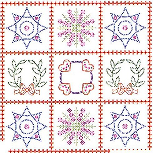 0013155700046 - JACK DEMPSEY NEEDLE ART 7394 SAMPLER WALL QUILT, 36-INCH BY 36-INCH, WHITE