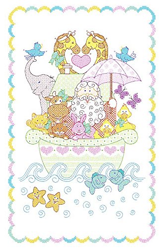 0013155900392 - JACK DEMPSEY NEEDLE ART 406039 NOAH'S ARK CRIB QUILT TOPS, 40-INCH-BY-60-INCH, WHITE