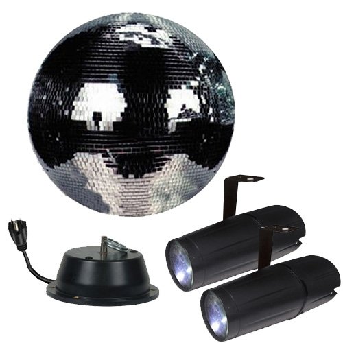 0013189291992 - 8 MIRROR BALL COMPLETE PARTY KIT WITH 2 LED PINSPOTS AND MOTOR - ADKINS PROFESSIONAL LIGHTING