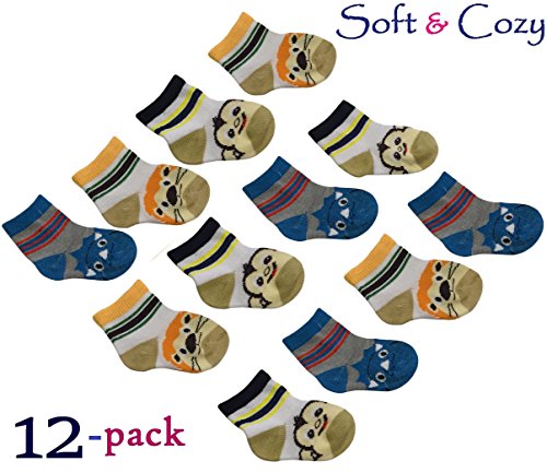 0013189630845 - FOXY FANE CUTE SOFT & COZY COTTON BABY SOCKS , 12 PAIRS, 0-6 MONTHS