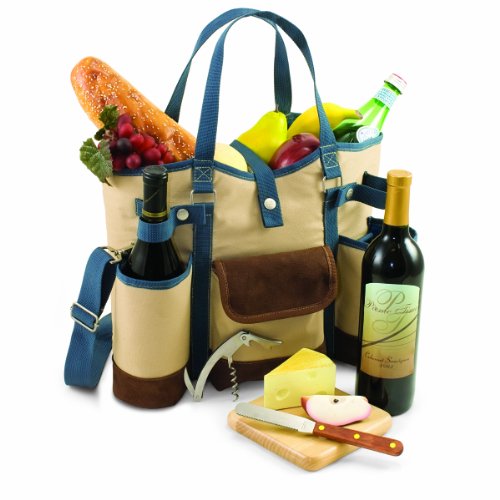 0013224012957 - PICNIC TIME WINE COUNTRY TOTE WITH CHEESE SERVICE AND CORKSCREW