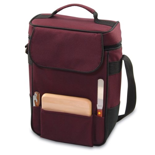0013224013091 - PICNIC TIME 'DUET' INSULATED WINE AND CHEESE TOTE, BURGUNDY
