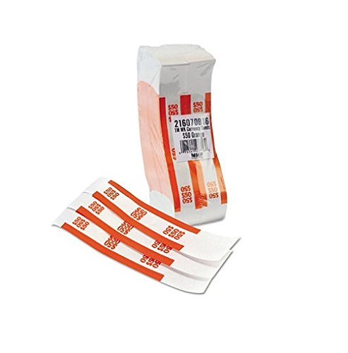 0013243031526 - MMF INDUSTRIES CURRENCY STRAPS FOR ONES, 50 DOLLAR CAPACITY, 1.25 INCH WIDTH, 1000 STRAPS PER BOX, ORANGE (216070B16)