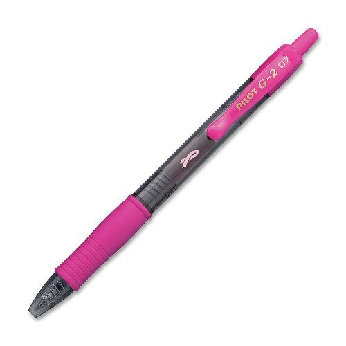 0013243087066 - PILOT G2 BREAST CANCER AWARENESS PINK PENS WITH BLACK INK, RETRACTABLE GEL INK ROLLING BALL, FINE POINT, DOZEN BOX