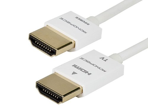 0013257022831 - MONOPRICE ULTRA SLIM SERIES 6FT 10.2GBPS HIGH PERFORMANCE HDMI CABLE W/ REDMERE TECHNOLOGY SUPPORTS ETHERNET, 3D, 4K AND AUDIO RETURN - WHITE