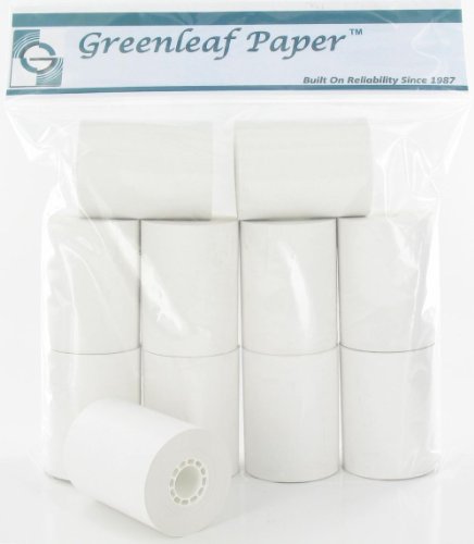 1325836265409 - GREENLEAF CALCULATOR POS RECEIPT THERMAL PAPER ROLLS (10 ROLLS - WHITE) - 2 1/4 INCH X 80 FT - USED IN SEIKO / VERIFONE / EPSON / SHARP / CASIO / HYPERCOM POS PRINTERS, CASH REGISTERS AND CC TERMINALS