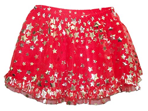 0013263146132 - GIRLS 4TH OF JULY RED WITH SILVER STARS BABY & TODDLER TUTU SKIRT (18 MONTHS)
