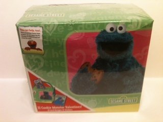 0013286182179 - 123 SESAME STREET COOKIE MONSTER VALENTINES 32 CARDS IN A TOTE