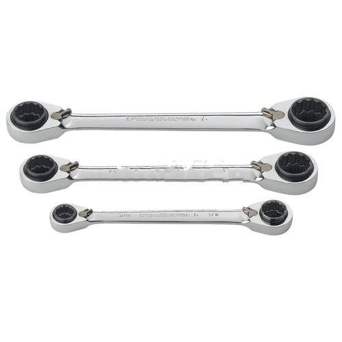 0013317031223 - 3 PC. 12 POINT SAE QUADBOXTM DOUBLE BOX RATCHETING WRENCH SET-2PACK