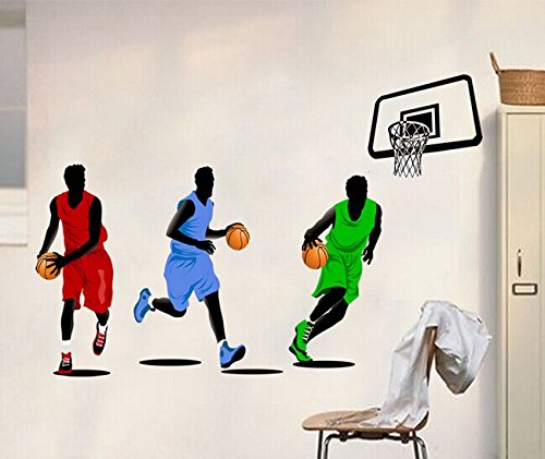 0133465494128 - HOME WALL DECOR DECALS POSTER HOUSE WALL STICKERS QUOTES REMOVABLE VINYL LARGE WALL STICKER FOR KIDS ROOMS STICKERS BASKETBALL PLAYER W-437