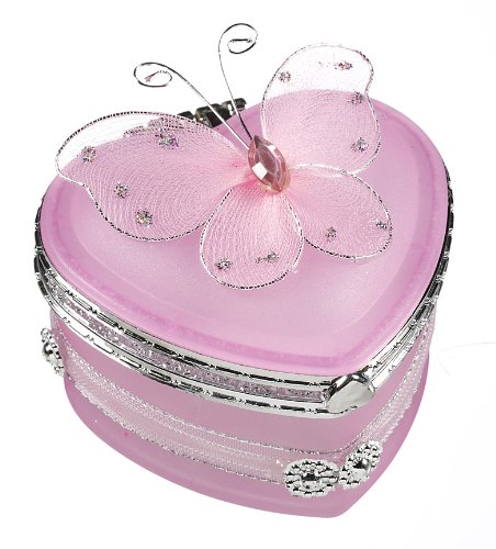 0013364333394 - PINK BUTTERFLY BUTTERFLIES JEWELRY BOX SHAPED COINS CANDY KEEPSAKES BH3500PINK
