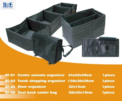 0013365412449 - B&E HOME ESSENTIAL - 4 PIECE SET - TRUNK ORGANIZER BASKET WITH MULTIPLE COMPARTMENT FOLDABLE