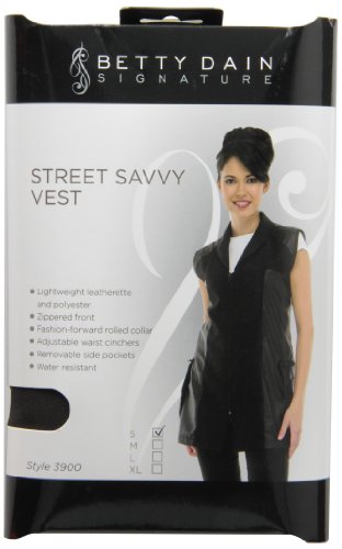 0013534341440 - ZYRCA 39 S STREET SAVVY STYLIST VEST, LIGHTWEIGHT LEATHERETTE AND POLYESTER, ROLLED COLLAR, REMOVABLE POCKETS, ADJUSTABLE WAIST CINCHERS, BLACK, SMALL