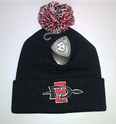 1354966874519 - SAN DIEGO STATE UNIVERSITY 3D EMBROIDERED KNIT CUFFED POM BEANIE SKULL CAP