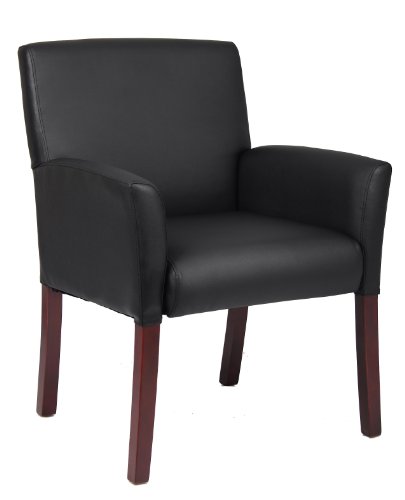 0013556003449 - BOSS EXECUTIVE BOX ARM CHAIR W/MAHOGANY FINISH GUEST SEATING
