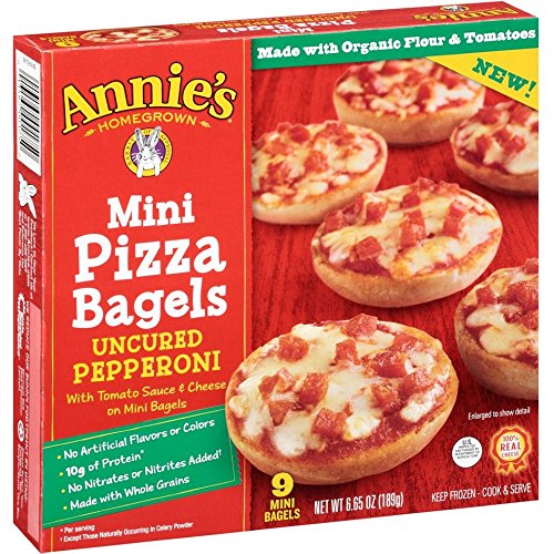 0013562001750 - ANNIES HOMEGROWN UNCURED PEPPERONI MINI PIZZA BAGELS, 6.65 OUNCE -- 12 PER CASE.