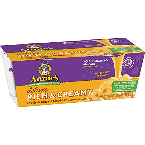 0013562111763 - ANNIE’S DELUXE RICH & CREAMY SHELLS & CLASSIC CHEDDAR MACARONI & CHEESE MICROWAVABLE CUP, 2 CT
