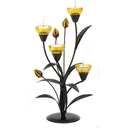 0013586038954 - GIFTS & DECOR TIGER LILY TEALIGHT CANDLE HOLDER WEDDING CENTERPIECE