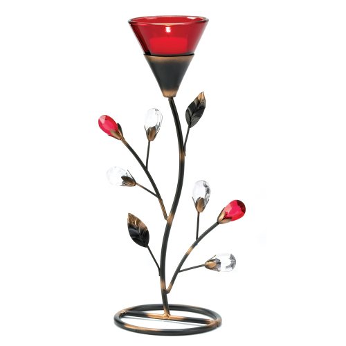 0013586046089 - GIFTS & DECOR RUBY BLOSSOM TEALIGHT CANDLE HOLDER STAND CENTERPIECE