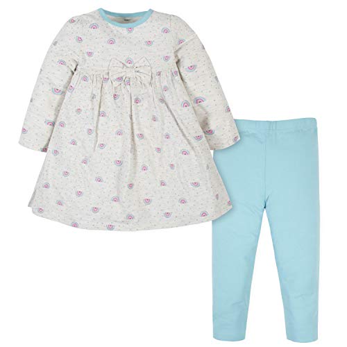 0013618079504 - GERBER BABY GIRLS DRESS AND LEGGING SET, GREY WITH RAINBOW, 5T