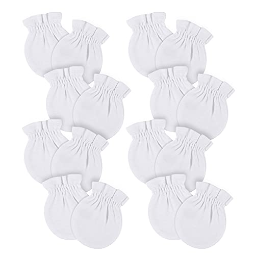 0013618228179 - GERBER BABY 8-PACK NO SCRATCH MITTENS, WHITE, 0-3 MONTHS