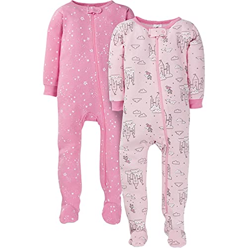 0013618232299 - GERBER BABY GIRLS 2-PACK FOOTED PAJAMAS, PURPLE CASTLE, 18 MONTHS