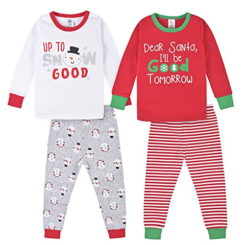 0013618250286 - GERBER BABY HOLIDAY 4-PACK SNUG FIT COTTON PAJAMAS, SNOWMAN SANTA RED WHITE, 18 MONTHS