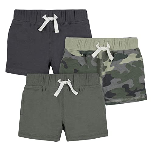 0013618273315 - GERBER BABY BOYS 3-PACK PULL-ON KNIT SHORTS, GREEN CAMO, 0-3 MONTHS
