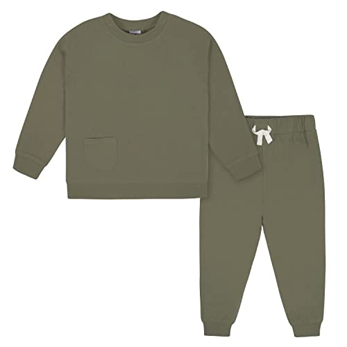 0013618332234 - GERBER BABY BOYS TODDLER 2-PIECE FRENCH TERRY PULLOVER & JOGGER SET, GREEN, 12 MONTHS
