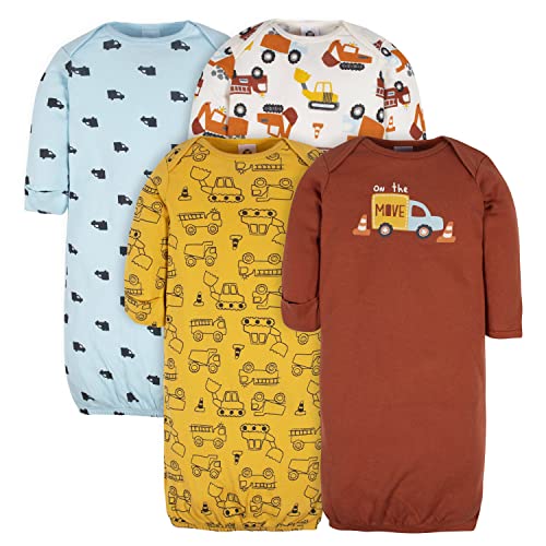 0013618346392 - GERBER UNISEX BABY 4-PACK GOWN, AMBER, 0-6 MONTHS