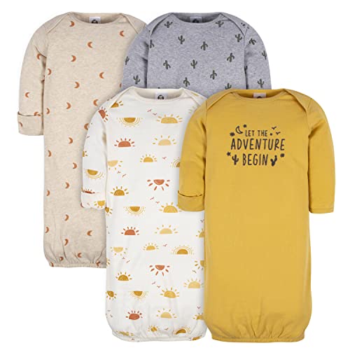 0013618346439 - GERBER UNISEX BABY 4-PACK GOWN, SUNRISE, 0-6 MONTHS