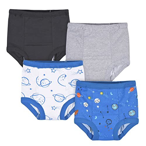 0013618346798 - GERBER BABY BOYS INFANT TODDLER 4 PACK POTTY TRAINING PANTS UNDERWEAR SPACE BLUE AND BLACK 2T